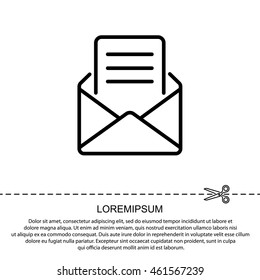 Web line icon. Letter, read message