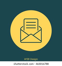 Web line icon. Letter, read message