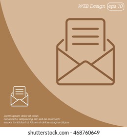 Web line icon. Letter, read message