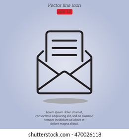 Web line icon. Letter, read message