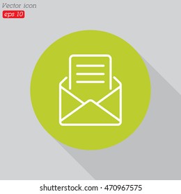 Web line icon. Letter, read message