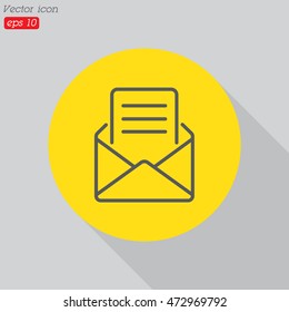 Web line icon. Letter, read message
