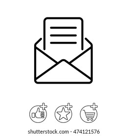 Web line icon. Letter, read message