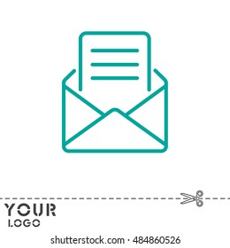 Web line icon. Letter, read message