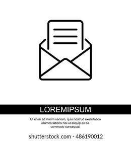 Web line icon. Letter, read message