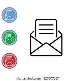 Web line icon. Letter, read message