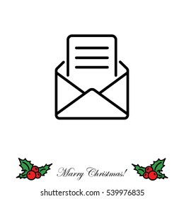 Web line icon. Letter, read message