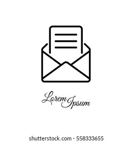 Web line icon. Letter, read message