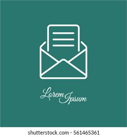 Web line icon. Letter, read message