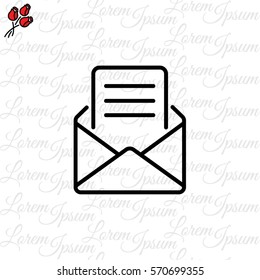 Web line icon. Letter, read message