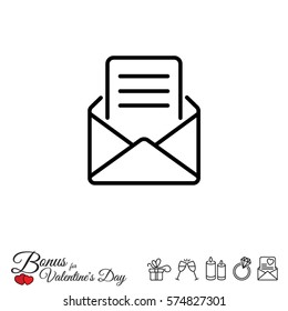 Web line icon. Letter, read message