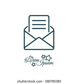 Web line icon. Letter, read message