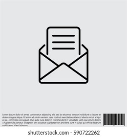 Web line icon. Letter, read message