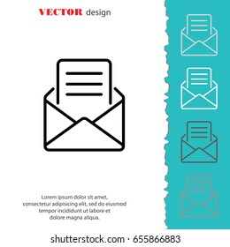 Web line icon. Letter, read message