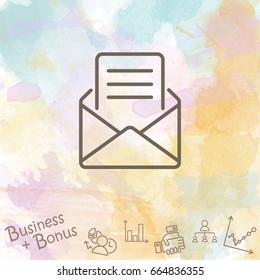 Web line icon. Letter, read message