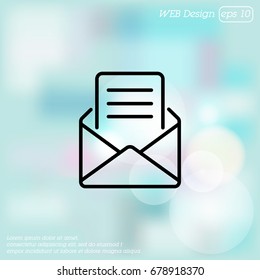 Web line icon. Letter, read message