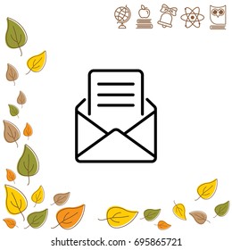 Web line icon. Letter, read message