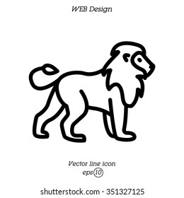 Web line icon. Lion; wild animals