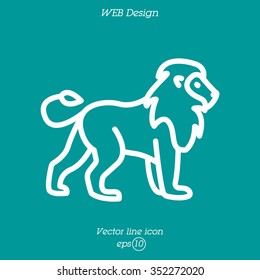 Web line icon. Lion; wild animals