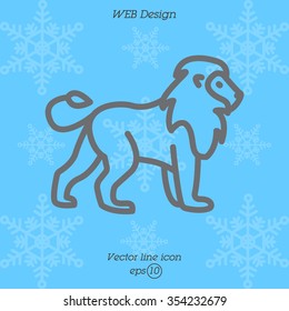 Web line icon. Lion; wild animals