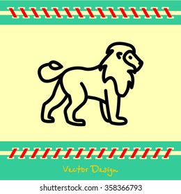 Web line icon. Lion; wild animals
