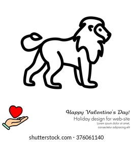 Web line icon. Lion; wild animals