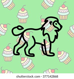 Web line icon. Lion; wild animals