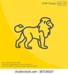 Web line icon. Lion; wild animals