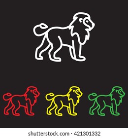 Web line icon. Lion; wild animals