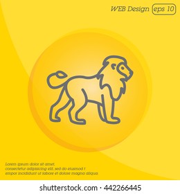 Web line icon. Lion; wild animals