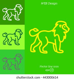Web line icon. Lion; wild animals