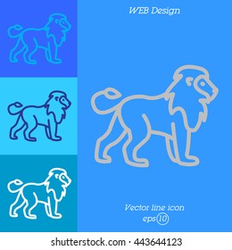 Web line icon. Lion; wild animals