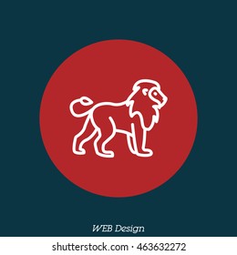 Web line icon. Lion; wild animals