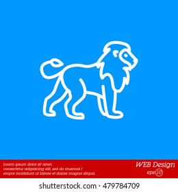 Web line icon. Lion; wild animals