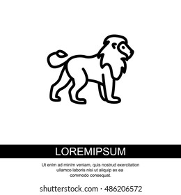 Web line icon. Lion; wild animals