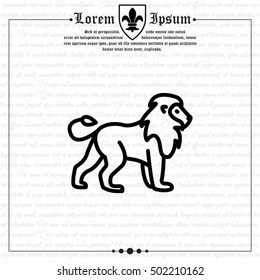 Web line icon. Lion; wild animals