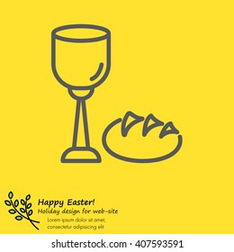 Web line icon. Lord's Supper, communion, Bread and Wine
