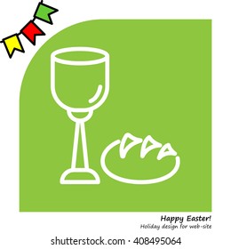 Web line icon. Lord's Supper, communion, Bread and Wine