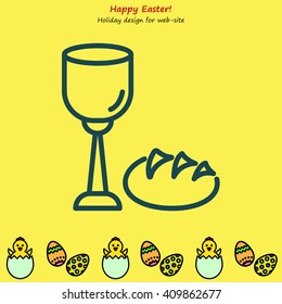 Web line icon. Lord's Supper, communion, Bread and Wine