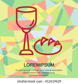 Web line icon. Lord's Supper, communion, Bread and Wine