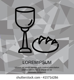 Web line icon. Lord's Supper, communion, Bread and Wine