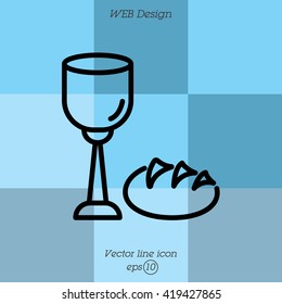 Web line icon. Lord's Supper, communion, Bread and Wine