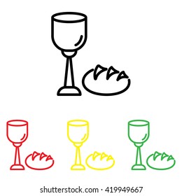 Web line icon. Lord's Supper, communion, Bread and Wine