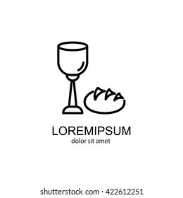 Web line icon. Lord's Supper, communion, Bread and Wine