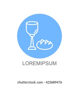 Web line icon. Lord's Supper, communion, Bread and Wine