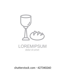 Web line icon. Lord's Supper, communion, Bread and Wine