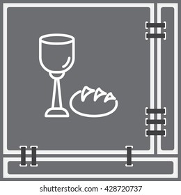 Web line icon. Lord's Supper, communion, Bread and Wine