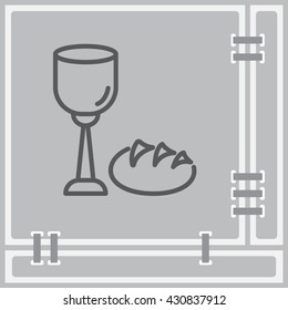 Web line icon. Lord's Supper, communion, Bread and Wine