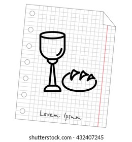 Web line icon. Lord's Supper, communion, Bread and Wine