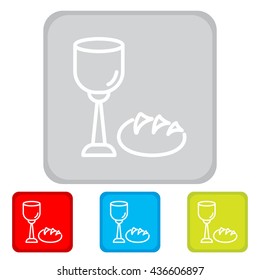 Web line icon. Lord's Supper, communion, Bread and Wine